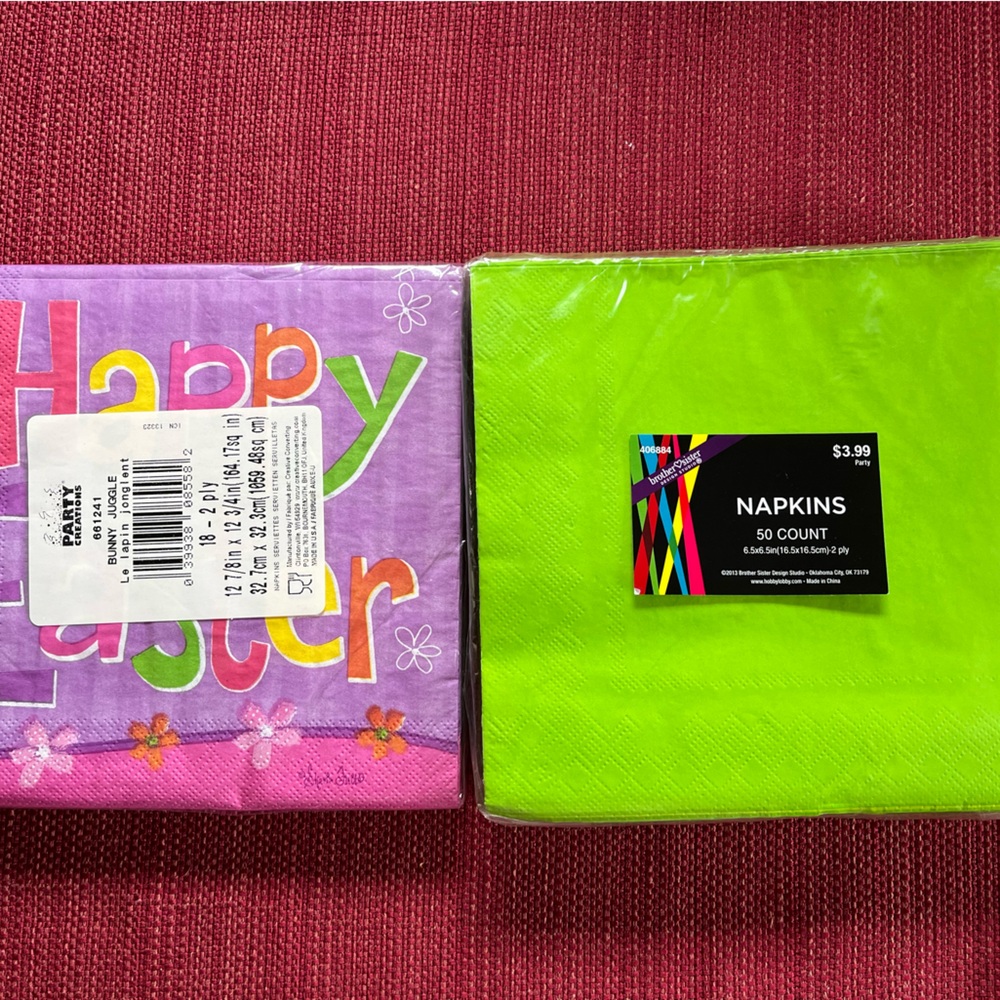 Happy Easter Napkins Set - Green and purple